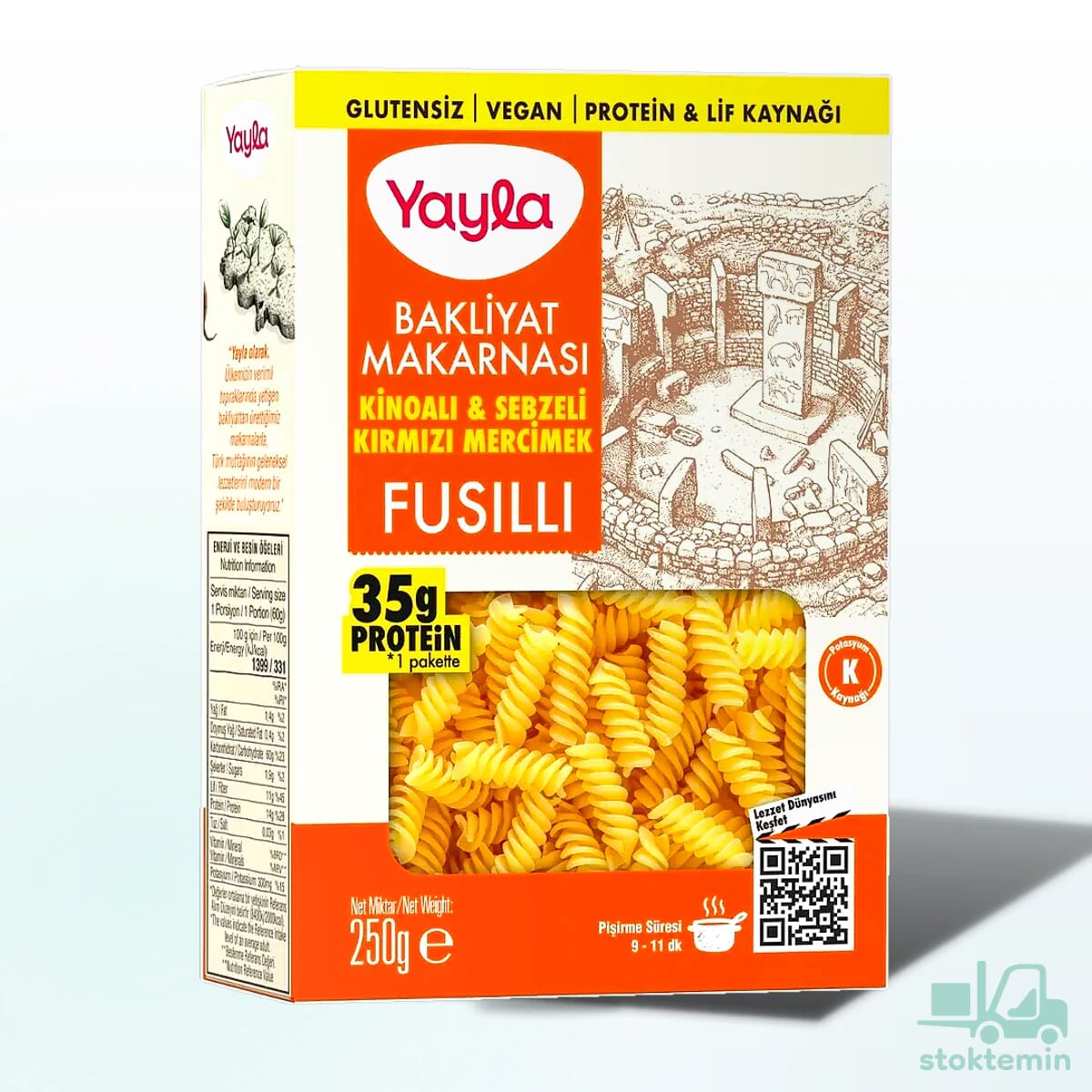 Yayla Kinoalı ve Sebzeli Kırmızı Mercimek Fusilli Bakliyat Makarnası 250 g