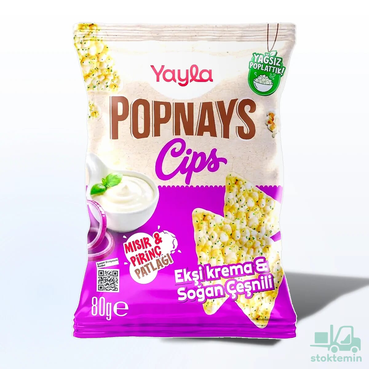 Yayla Popnays Cips Ekşi Krema ve Soğan Çeşnili Mısır ve Pirinç Patlağı 80 g