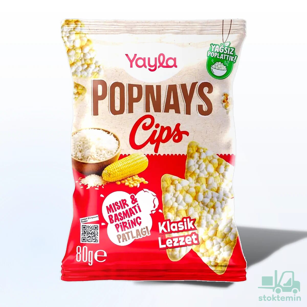 Yayla Popnays Cips Klasik Lezzet Mısır ve Basmati Pirinç Patlağı 80 g