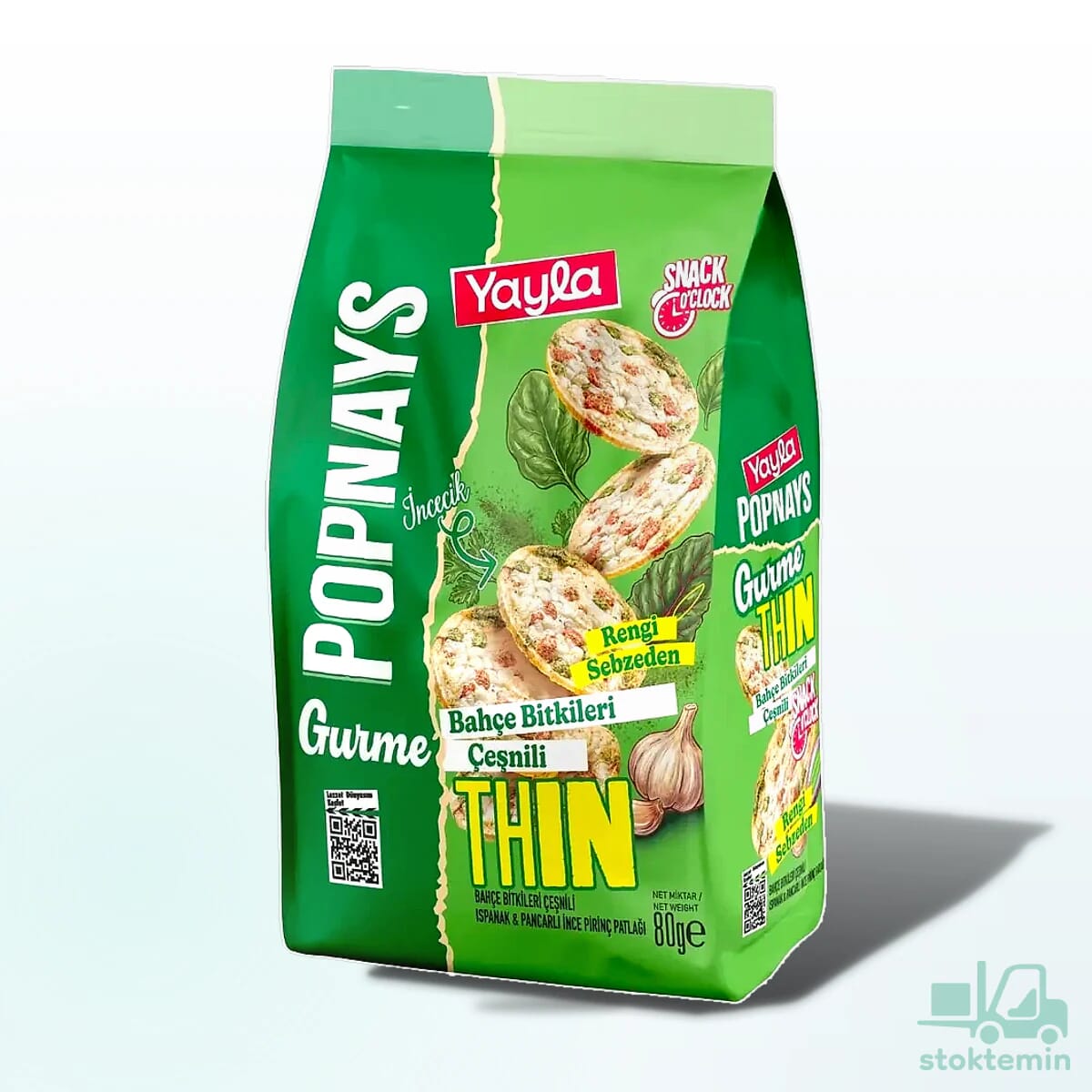 Yayla Popnays Gurme Bahçe Bitkileri Çeşnili Ispanak ve Pancarlı İnce Pirinç Patlağı 80 g