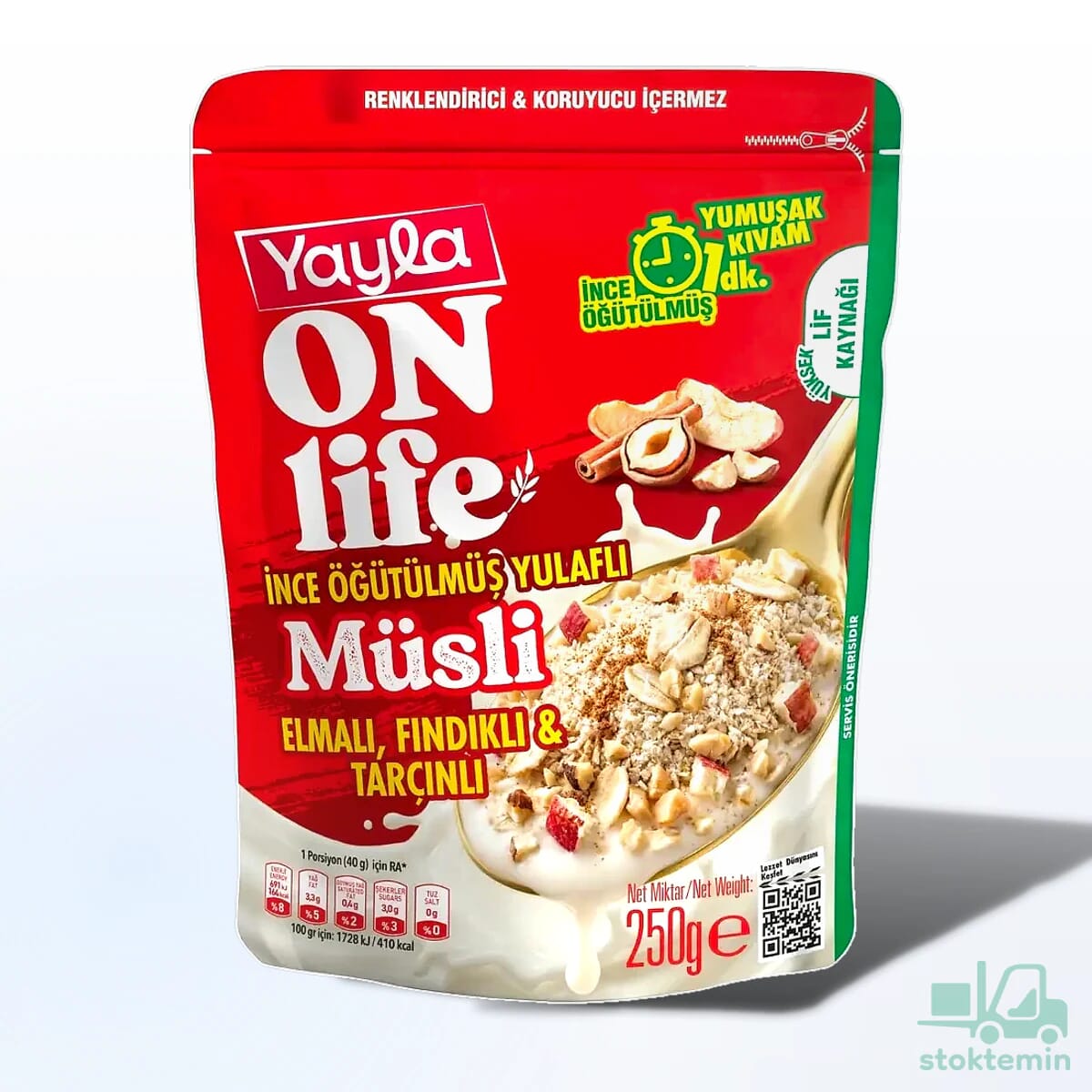 Yayla Onlife Elmalı Fındıklı ve Tarçınlı İnce Öğütülmüş Yulaflı Müsli 250 g