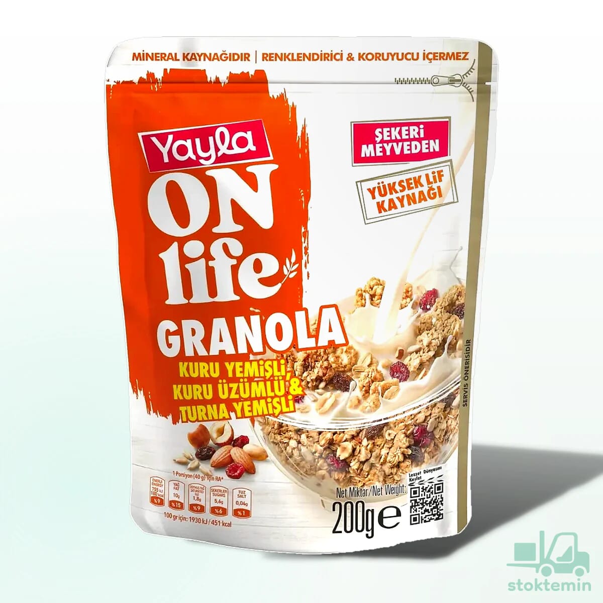 Yayla Onlife Kuru Yemişli Kuru Üzümlü ve Turna Yemişli Granola 200 g