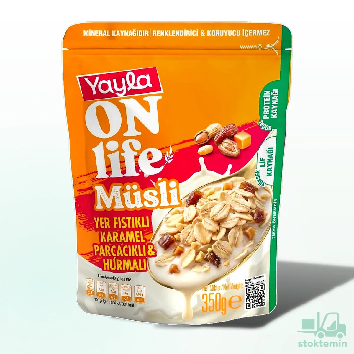 Yayla Onlife Yer Fıstıklı Karamel Parçacıklı ve Hurmalı Müsli 350 g